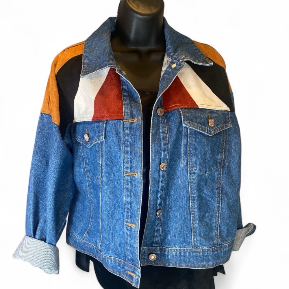Forever 21 Patchwork Colorblock Denim Jacket Women’s Medium